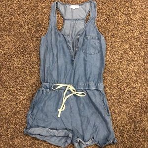 Racer back chambray romper